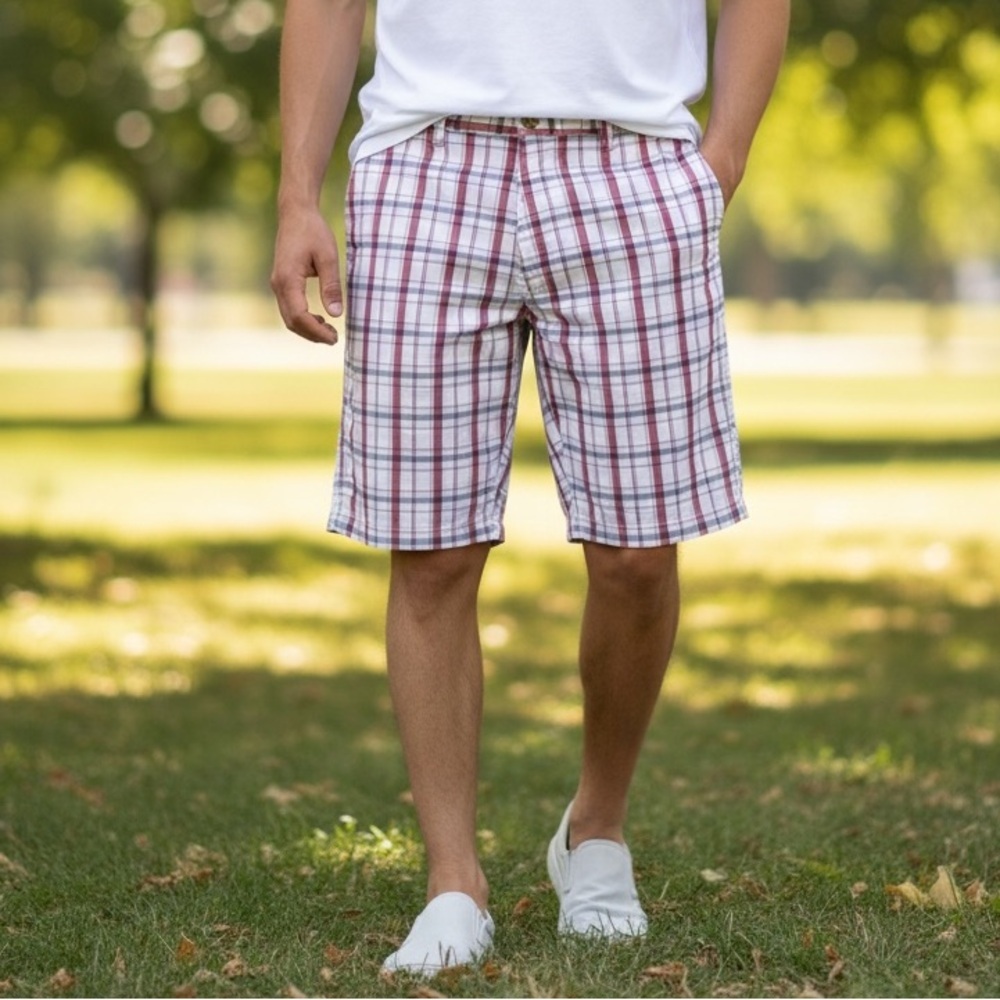 Sh11 Nwt Izod Perform X Plaid Performance Golf Shorts 42 $72